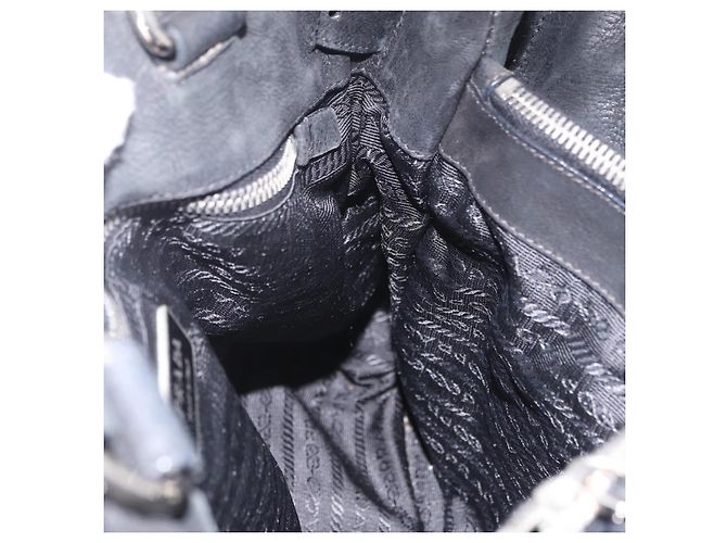Saco Tote PRADA Nylon Preto Prata Auth 207682 - vista 21