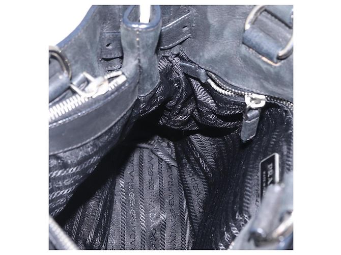 Saco Tote PRADA Nylon Preto Prata Auth 207682 - vista 22