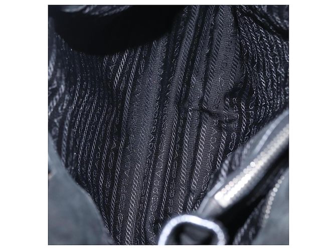 Saco Tote PRADA Nylon Preto Prata Auth 207682 - vista 23