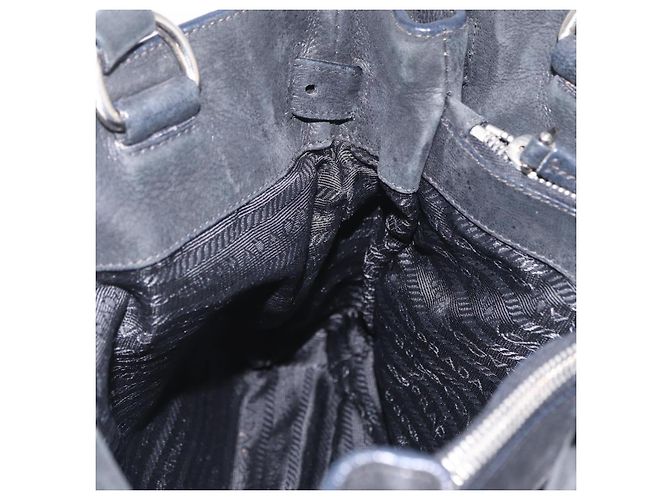 Saco Tote PRADA Nylon Preto Prata Auth 207682 - vista 24