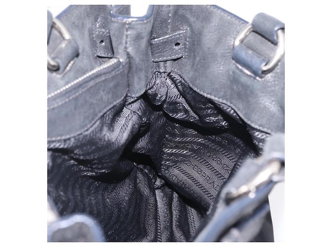 Saco Tote PRADA Nylon Preto Prata Auth 207682 - vista 25