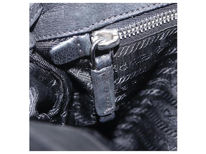 Saco Tote PRADA Nylon Preto Prata Auth 207682 - vista 28