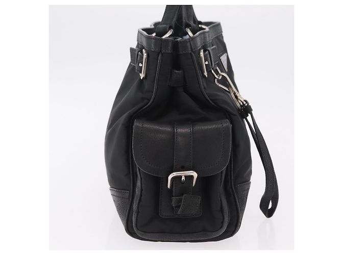 Saco Tote PRADA Nylon Preto Prata Auth 207682 - vista 4