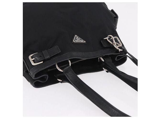 Saco Tote PRADA Nylon Preto Prata Auth 207682 - vista 6