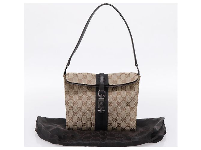 Borsa a tracolla GUCCI GG Canvas Jackie Beige Silver 001 3734 Auth ep16380V Argento - vista 12