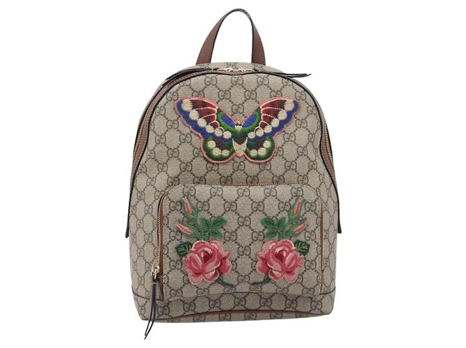 Zaino GUCCI GG Supreme Web Sherry Line PVC Beige Gold 427042 Auth ep16166A - vista 13