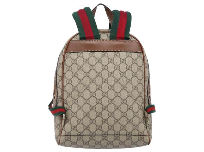 Zaino GUCCI GG Supreme Web Sherry Line PVC Beige Gold 427042 Auth ep16166A - vista 2