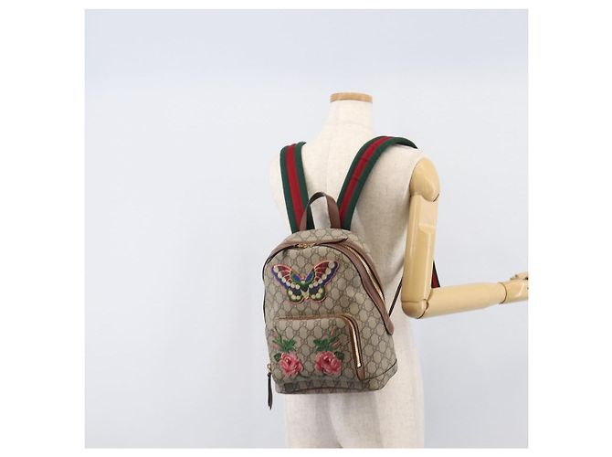Zaino GUCCI GG Supreme Web Sherry Line PVC Beige Gold 427042 Auth ep16166A - vista 28