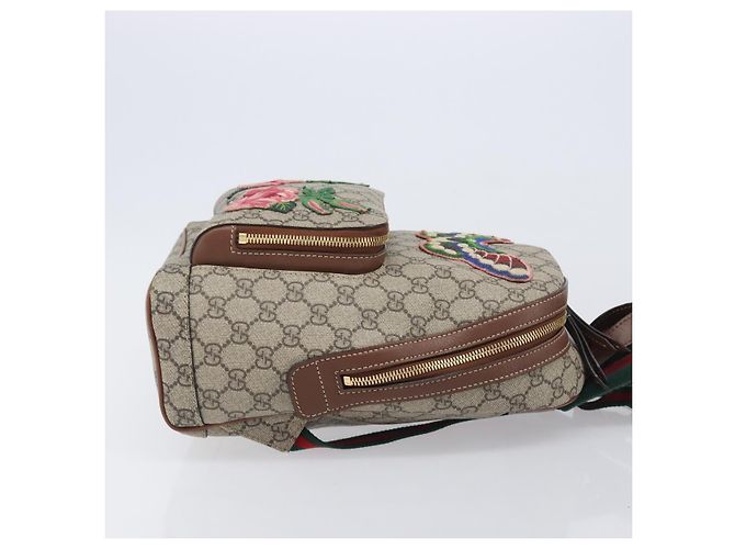 Zaino GUCCI GG Supreme Web Sherry Line PVC Beige Gold 427042 Auth ep16166A - vista 3