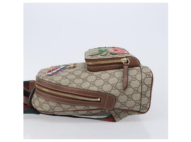 Zaino GUCCI GG Supreme Web Sherry Line PVC Beige Gold 427042 Auth ep16166A - vista 4