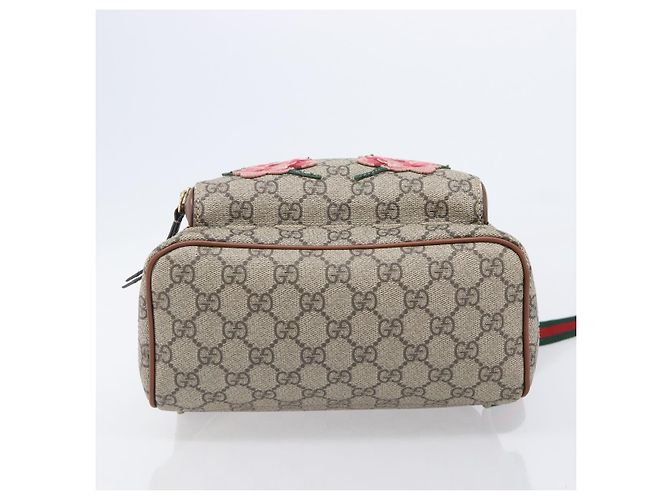 Zaino GUCCI GG Supreme Web Sherry Line PVC Beige Gold 427042 Auth ep16166A - vista 5