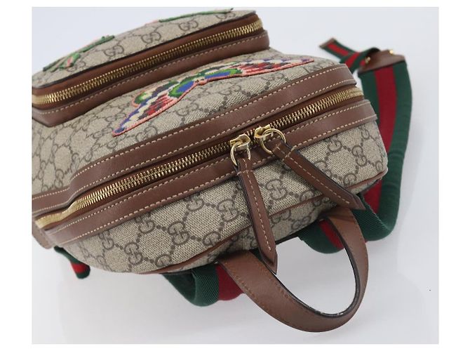 Zaino GUCCI GG Supreme Web Sherry Line PVC Beige Gold 427042 Auth ep16166A - vista 6