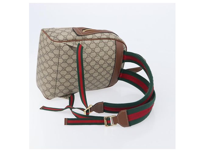 Zaino GUCCI GG Supreme Web Sherry Line PVC Beige Gold 427042 Auth ep16166A - vista 8