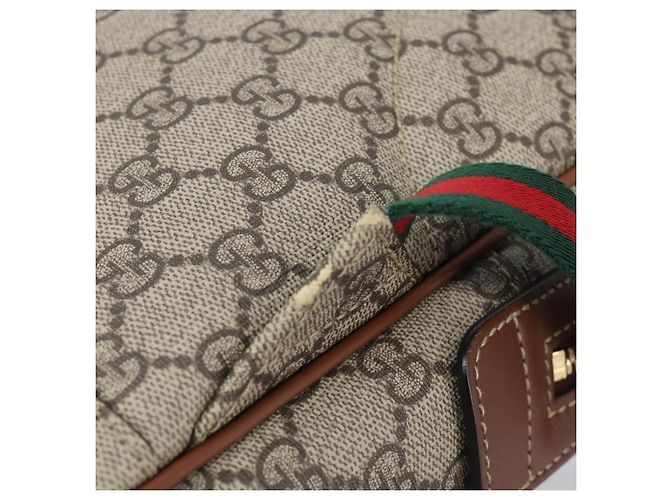 Zaino GUCCI GG Supreme Web Sherry Line PVC Beige Gold 427042 Auth ep16166A - vista 9