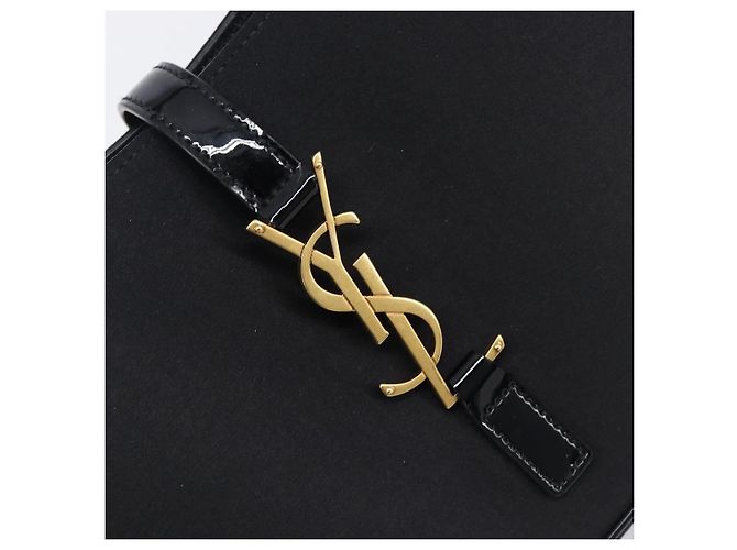 Autre Marque Saint Laurent LE 5A 7 Mini Hand Bag Smooth Calf Skin Black Gold Auth ka6389M Nero D'oro - vista 17