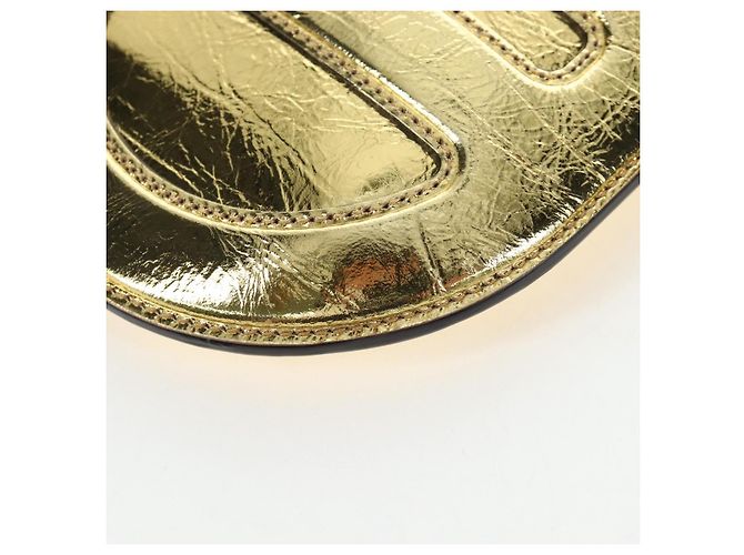 FENDI Shoulder Pouch Leather Gold Auth 206841M Dourado - vista 16