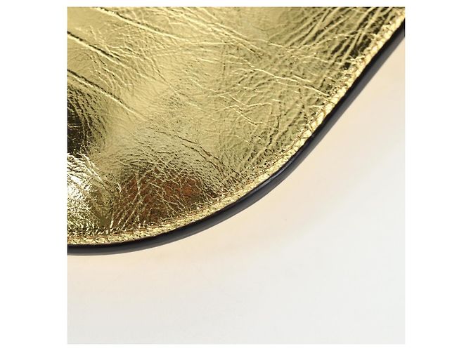 FENDI Shoulder Pouch Leather Gold Auth 206841M Dourado - vista 18