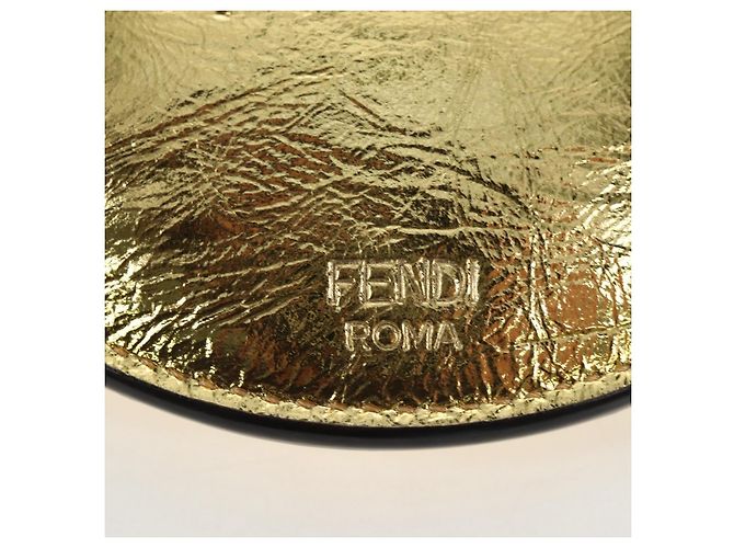 FENDI Shoulder Pouch Leather Gold Auth 206841M Dourado - vista 19
