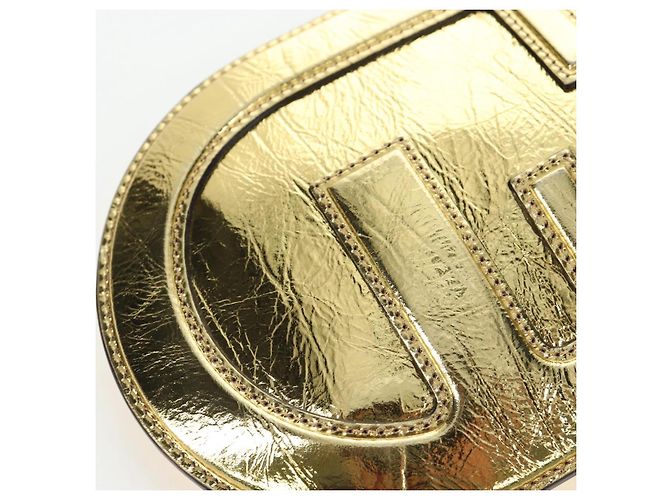 FENDI Shoulder Pouch Leather Gold Auth 206841M Dourado - vista 21