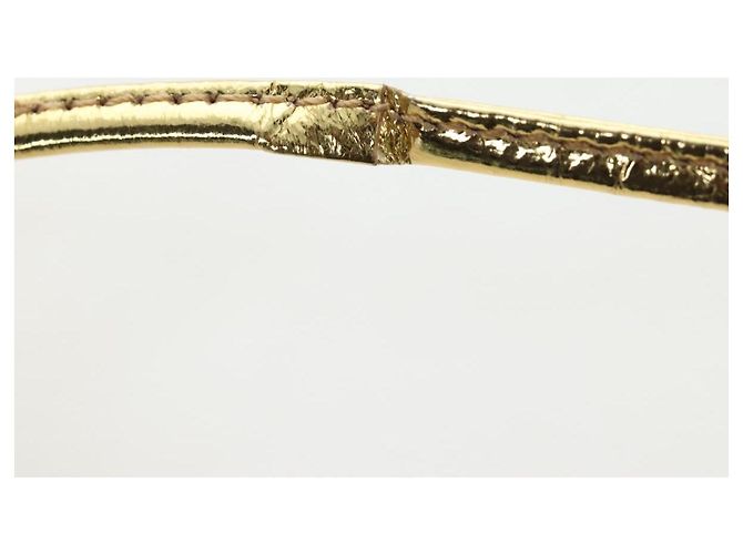 FENDI Shoulder Pouch Leather Gold Auth 206841M Dourado - vista 8