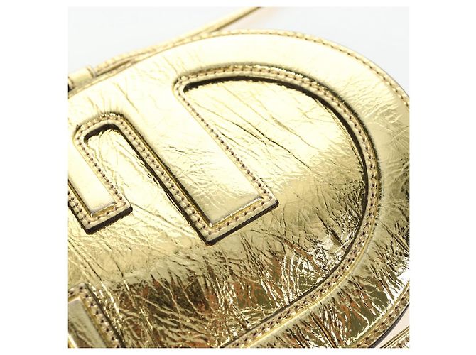 FENDI Shoulder Pouch Leather Gold Auth 206841M Dourado - vista 9