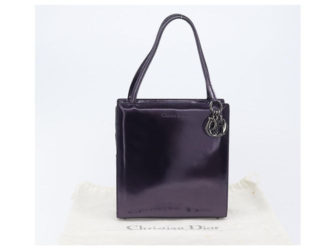 Borsa Christian Dior Pelle verniciata Viola Argento Auth bs37482 - vista 12