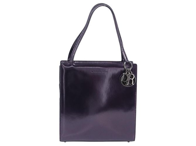Borsa Christian Dior Pelle verniciata Viola Argento Auth bs37482 - vista 13