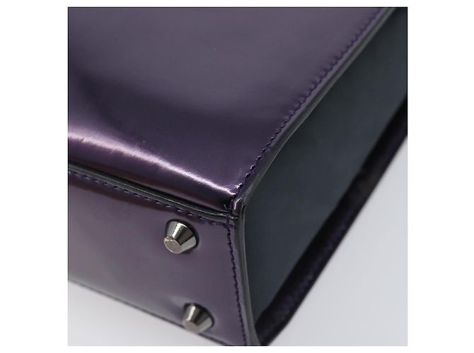Borsa Christian Dior Pelle verniciata Viola Argento Auth bs37482 - vista 15