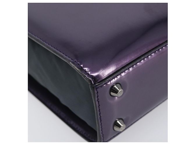 Borsa Christian Dior Pelle verniciata Viola Argento Auth bs37482 - vista 16