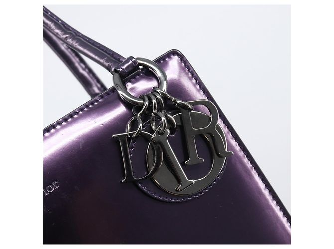 Borsa Christian Dior Pelle verniciata Viola Argento Auth bs37482 - vista 19