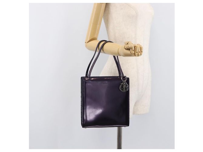 Borsa Christian Dior Pelle verniciata Viola Argento Auth bs37482 - vista 29