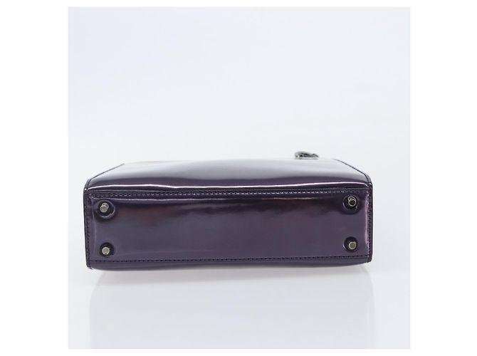 Borsa Christian Dior Pelle verniciata Viola Argento Auth bs37482 - vista 5