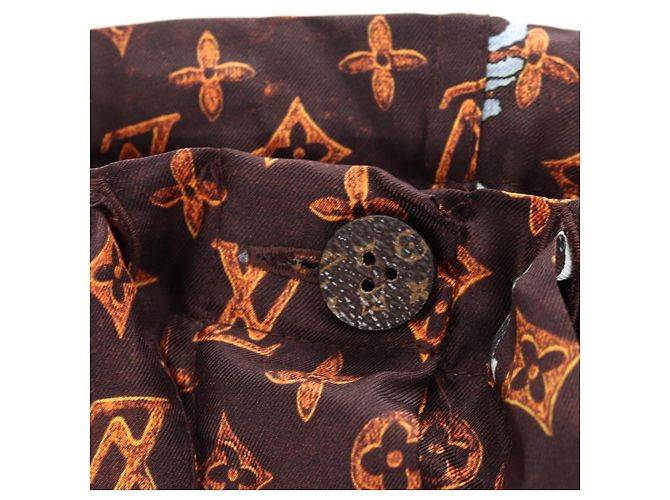 LOUIS VUITTON Pantalones rectos Catgram de seda 38 Brown LV Auth BA15774SAM Castaño - vista 19