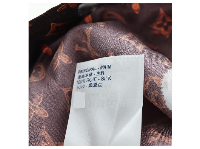 LOUIS VUITTON Pantalones rectos Catgram de seda 38 Brown LV Auth BA15774SAM Castaño - vista 24