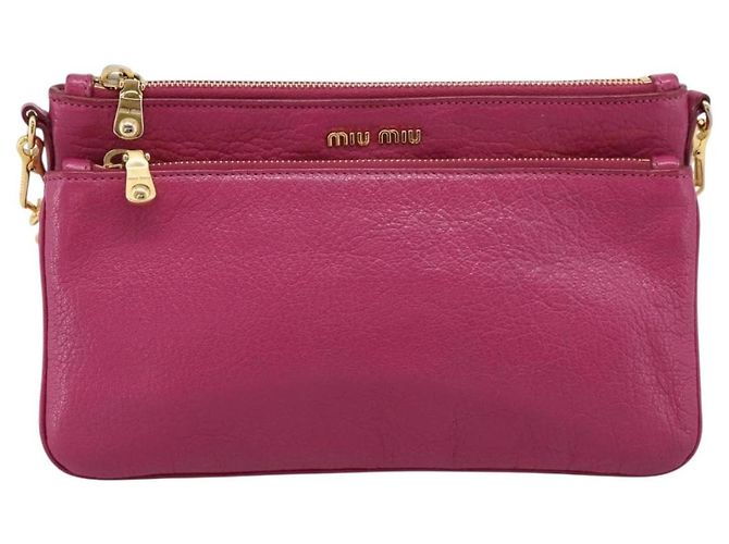 Borsa a tracolla Miu Miu in pelle rosa e oro Auth 206869A D'oro - vista 13