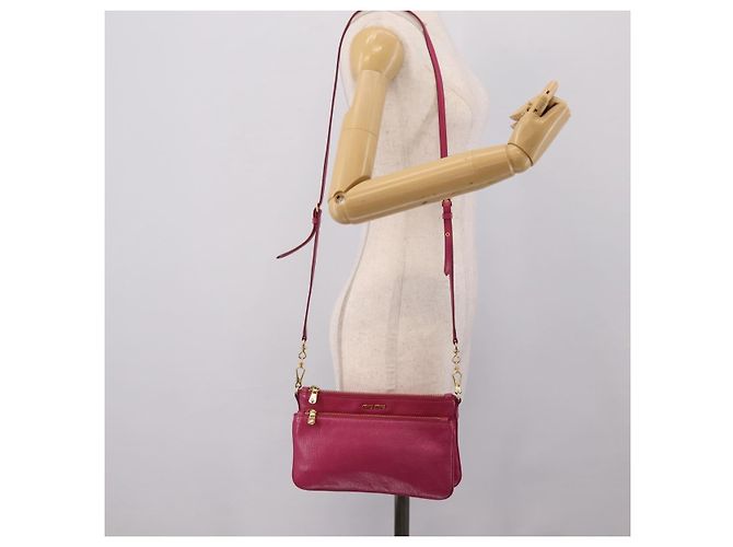 Borsa a tracolla Miu Miu in pelle rosa e oro Auth 206869A D'oro - vista 23