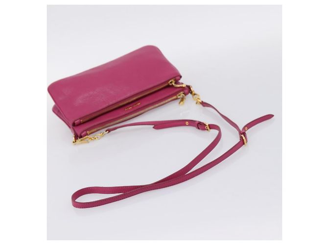 Borsa a tracolla Miu Miu in pelle rosa e oro Auth 206869A D'oro - vista 7