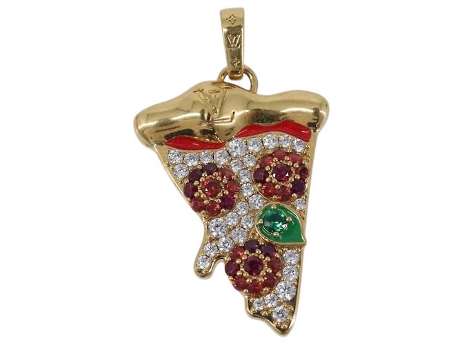 LOUIS VUITTON LV Pizza Medium Charm Metal Gold M03128 LV Auth 206673M D'oro - vista 13