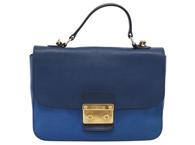 Borsa a mano Miu Miu Madras in pelle 2way Navy tono oro Auth LN072A Blu navy - vista 13