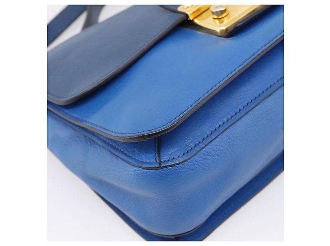 Borsa a mano Miu Miu Madras in pelle 2way Navy tono oro Auth LN072A Blu navy - vista 16