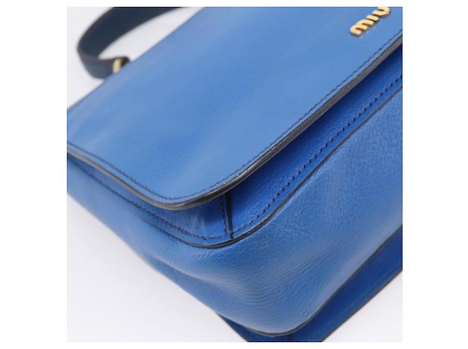 Borsa a mano Miu Miu Madras in pelle 2way Navy tono oro Auth LN072A Blu navy - vista 18