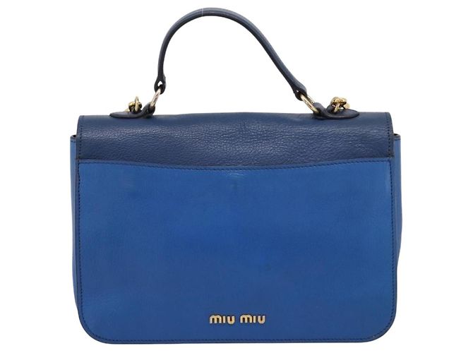 Borsa a mano Miu Miu Madras in pelle 2way Navy tono oro Auth LN072A Blu navy - vista 2