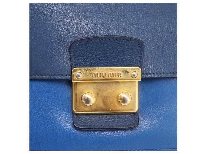 Borsa a mano Miu Miu Madras in pelle 2way Navy tono oro Auth LN072A Blu navy - vista 20