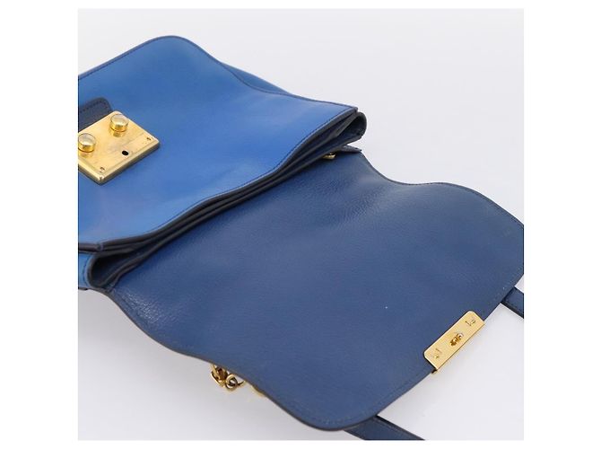 Borsa a mano Miu Miu Madras in pelle 2way Navy tono oro Auth LN072A Blu navy - vista 21
