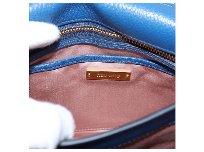 Borsa a mano Miu Miu Madras in pelle 2way Navy tono oro Auth LN072A Blu navy - vista 22