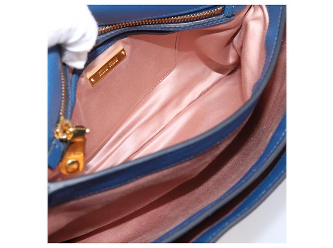 Borsa a mano Miu Miu Madras in pelle 2way Navy tono oro Auth LN072A Blu navy - vista 25