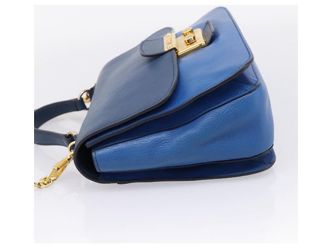 Borsa a mano Miu Miu Madras in pelle 2way Navy tono oro Auth LN072A Blu navy - vista 3