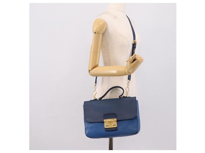 Borsa a mano Miu Miu Madras in pelle 2way Navy tono oro Auth LN072A Blu navy - vista 30