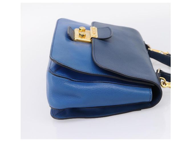 Borsa a mano Miu Miu Madras in pelle 2way Navy tono oro Auth LN072A Blu navy - vista 4