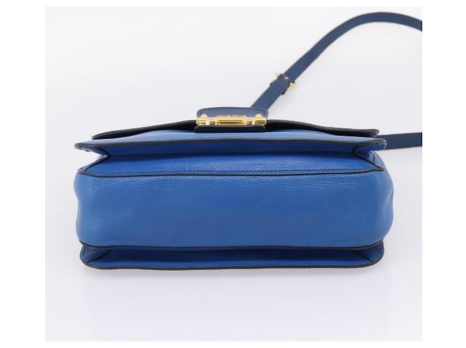 Borsa a mano Miu Miu Madras in pelle 2way Navy tono oro Auth LN072A Blu navy - vista 5